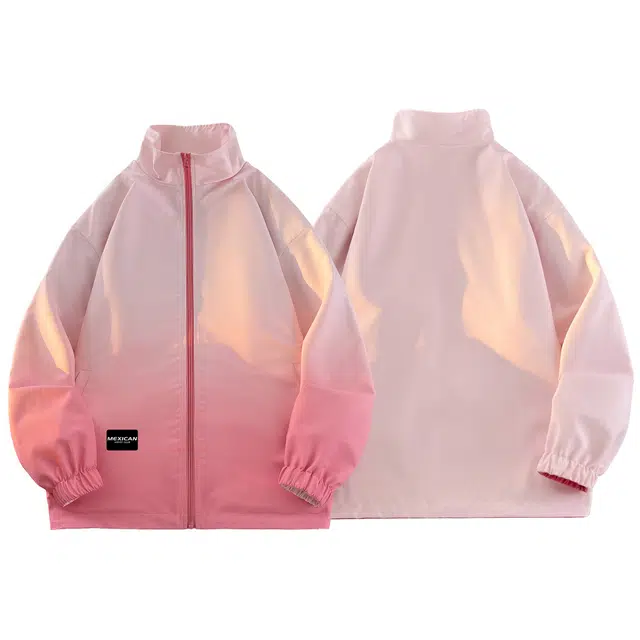 稻草人 双面穿美式渐变简约基础拉链工装运动服宽松休闲户外跑步夹克外套 男女同款