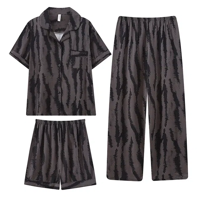 俞兆林 条纹翻领柔软舒适短袖家居服睡衣套装 男女同款