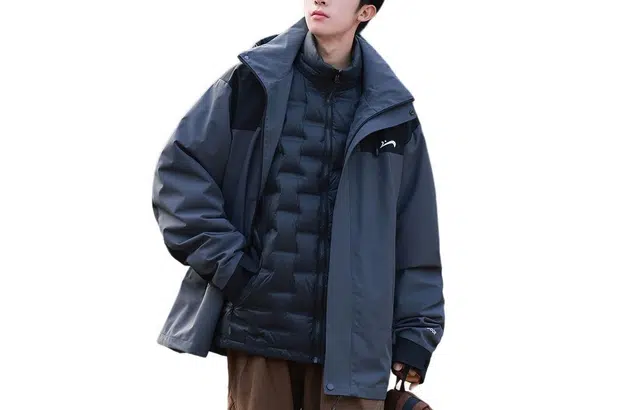 贵人鸟 保暖防寒连帽长袖三合一羽绒服 男款