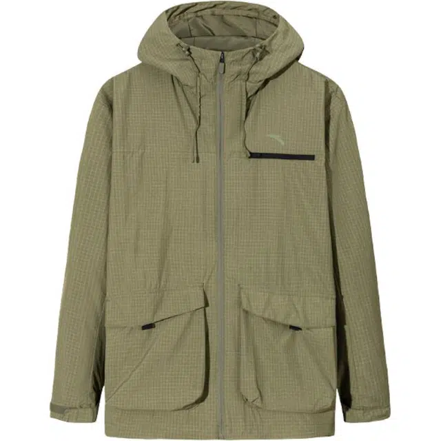 超级安踏 纯色拉链连帽舒适透气百搭夹克外套 男款 海带绿