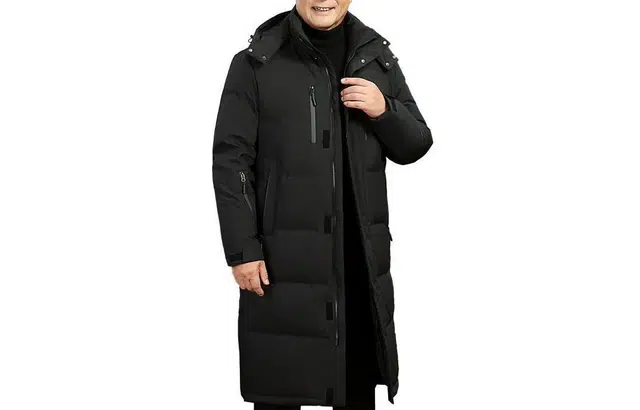 恒源祥 加厚长款商务休闲纯色羽绒服 男款 黑色