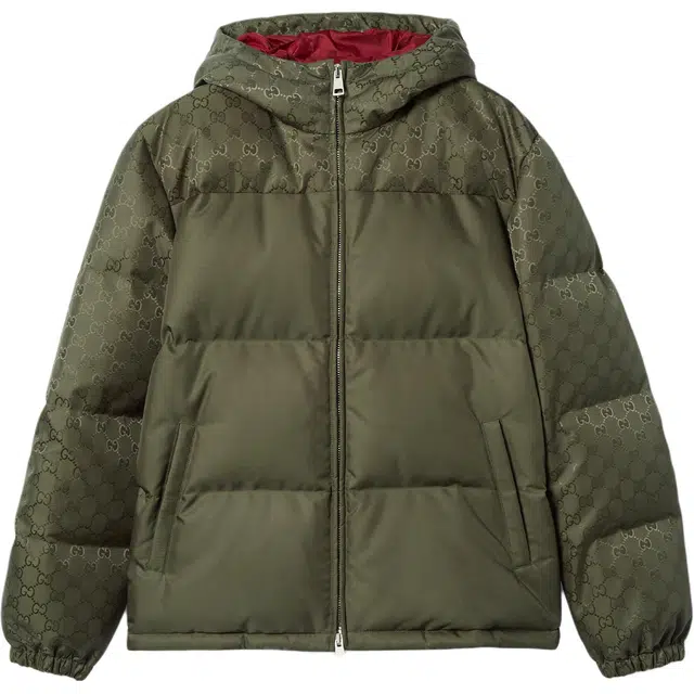 Gucci Printed Hooded Down Jacket Green