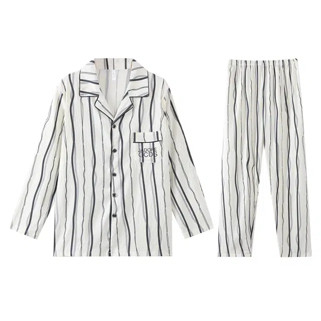 向薇 开衫云朵棉长袖长裤薄款休闲可外穿家居服睡衣套装 男款 图片色