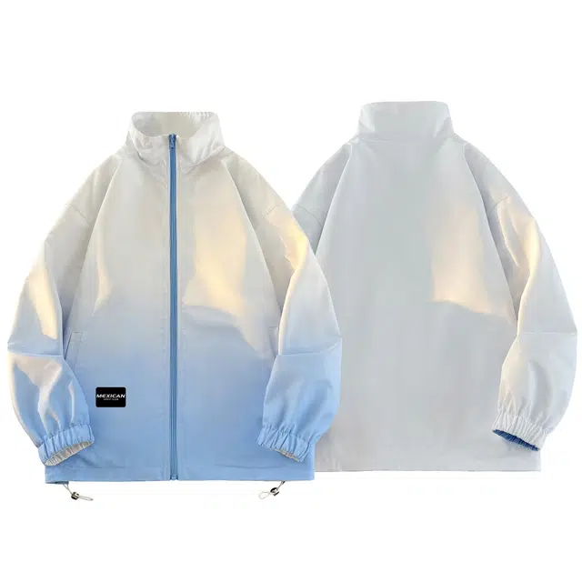 稻草人 双面穿美式渐变简约基础拉链工装运动服宽松休闲户外跑步夹克外套 男女同款