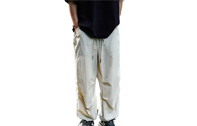 港仔文艺男 纯色速干宽松束脚休闲工装裤 男款