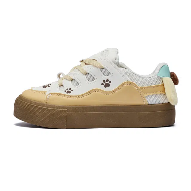 小鹿米利 可爱个性 休闲时尚 潮流百搭舒适日常少女学院风 低帮 板鞋 女 米黄色