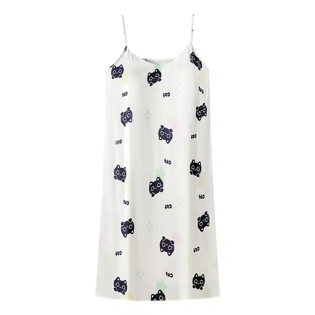 俞兆林 可爱卡通圆领亲肤无袖吊带中长裙甜美休闲家居服睡裙 女款 杏色