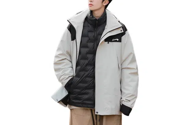 贵人鸟 保暖防寒连帽长袖三合一羽绒服 男款
