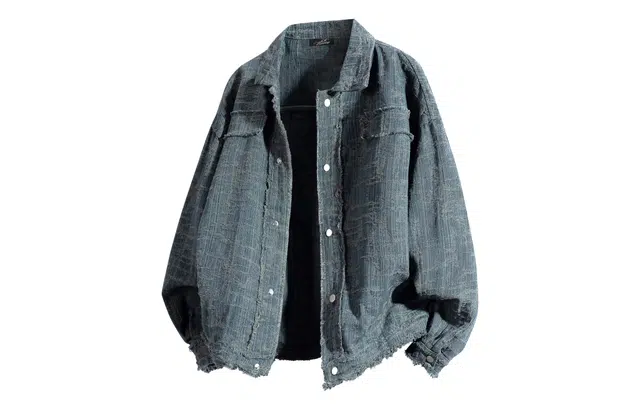 地界二 美式高街复古潮流设计感牛仔外套夹克 男女同款