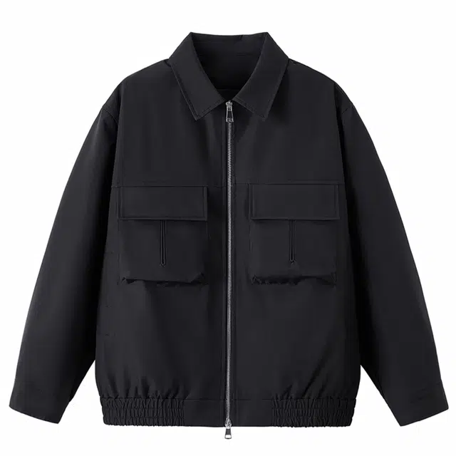 雅鹿 美式街头时尚潮流痞帅机车风工装双口袋百搭宽松翻领飞行员运动夹克外套 男女同款