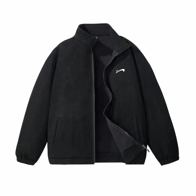 贵人鸟 美式复古纯色百搭休闲宽松高街麂皮绒立领夹克外套 男女同款