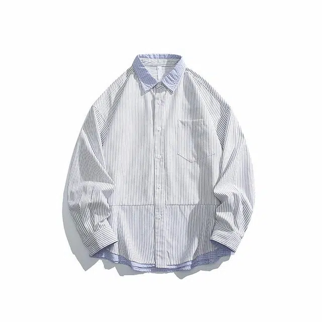 雅鹿 美式翻领条纹休闲百搭夹克外套 男女同款 白色条