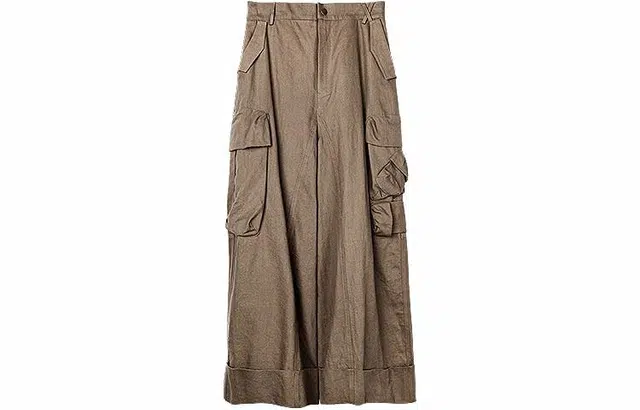 幻象者 复古直筒垂感工装喇叭阔腿裤休闲裤 男女同款 咖色