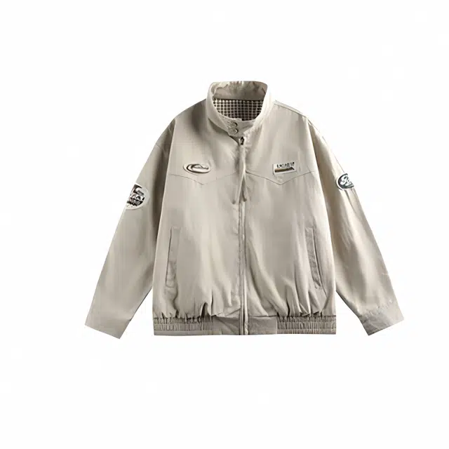 玉儿恋 美式复古贴标立领工装百搭情侣潮流夹克外套 男款