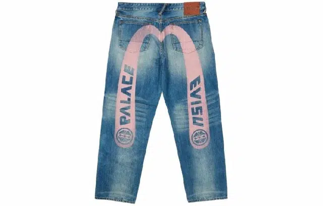 PALACE x EVISU FW21 2008 Classic Dalcock Denim Jeans Indigo Mid Wash Logo
