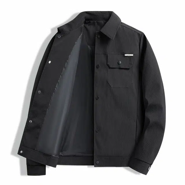 雅鹿 美式宽松翻领工装夹克外套 男女同款 黑色