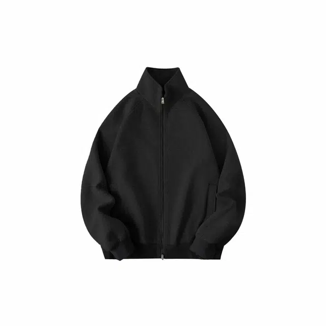 玉儿恋 立领美式拼接插肩休闲运动宽松百搭双拉链夹克外套 男女同款