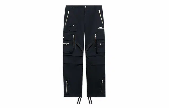 中国李宁 滑板系列 纯色多口袋工装直筒运动裤 男款 黑色