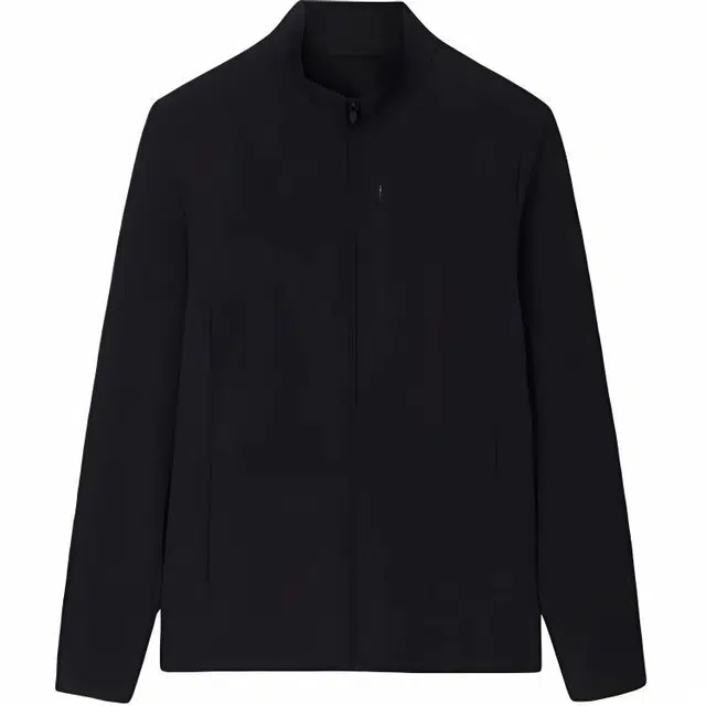 超级安踏 运动休闲简约纯色立领拉链修身夹克外套 男款 基础黑