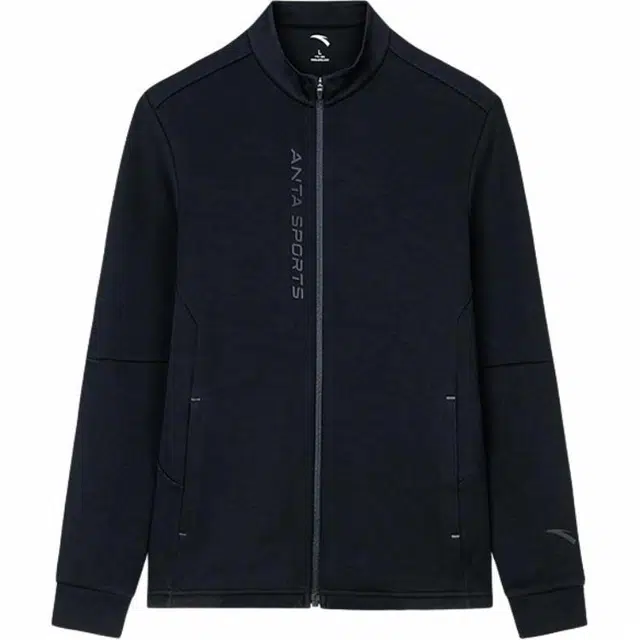 超级安踏 纯色拉链立领舒适透气百搭夹克外套 男款 基础黑