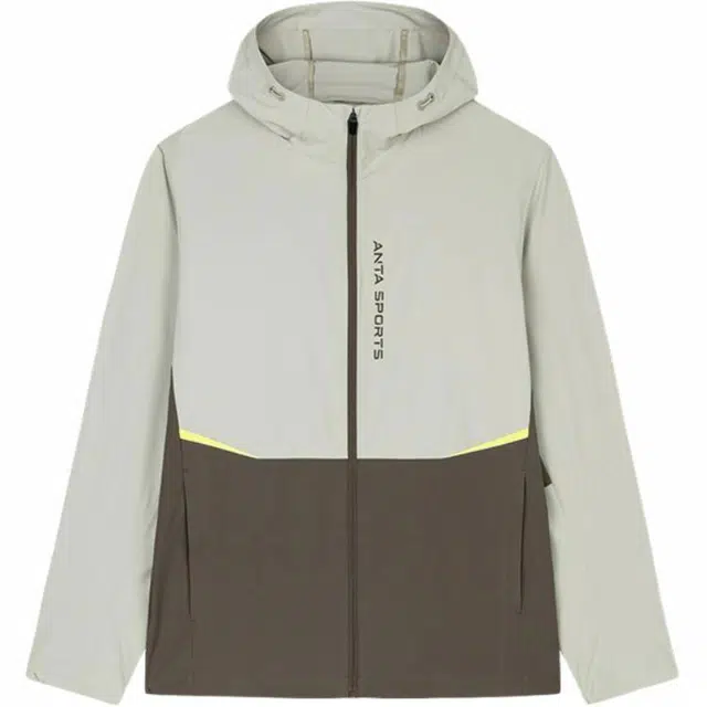 超级安踏 拼色字母连帽舒适透气百搭休闲夹克外套 男款 石涅灰