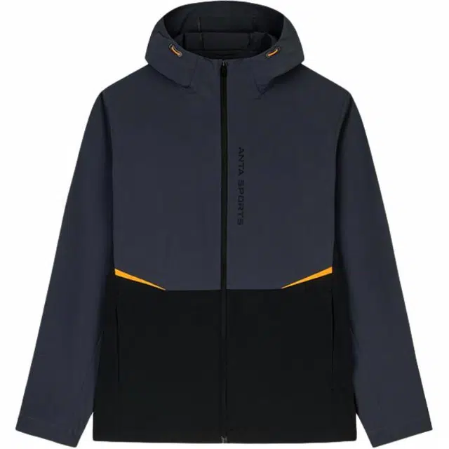 超级安踏 拼色字母连帽舒适透气百搭休闲夹克外套 男款 基础黑