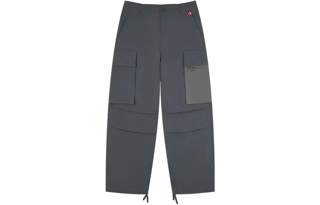 华人青年 复古休闲口袋撞色工装裤 男女同款 深灰色