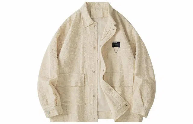 雅鹿 复古小香风提花格纹磨毛纹理宽松休闲单排扣翻领夹克外套 男女同款