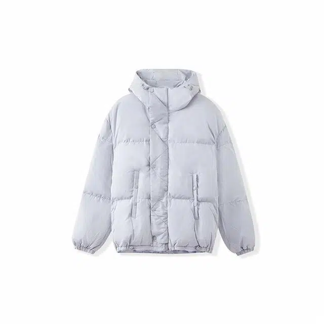 我是大卫 日系纯色休闲短款保暖加厚连帽棉服 男女同款