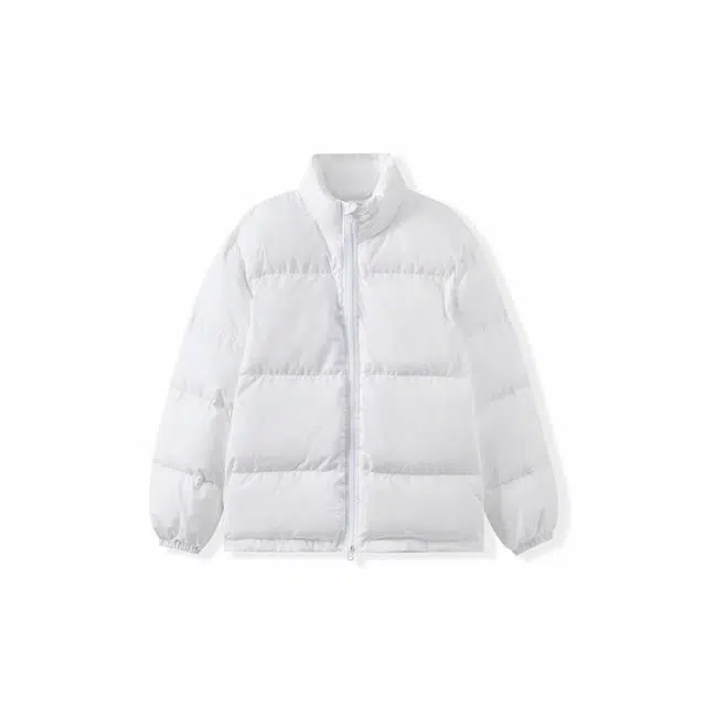 我是大卫 短款立领纯色保暖加厚面包棉服 男女同款 白色