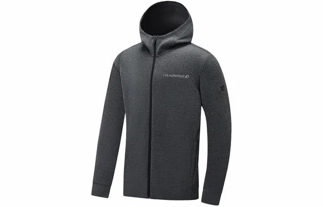 特步 综训系列 字母印花休闲运动连帽长袖夹克外套 男款