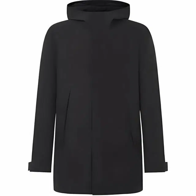 依文 纯色连帽拉链保暖长袖羽绒服 男款 黑色