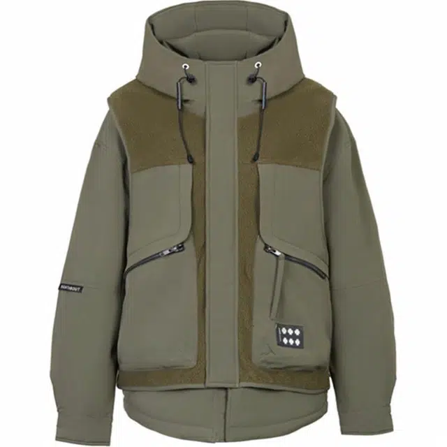 鸭鸭 拼接连帽拉链保暖长袖羽绒服 男女同款