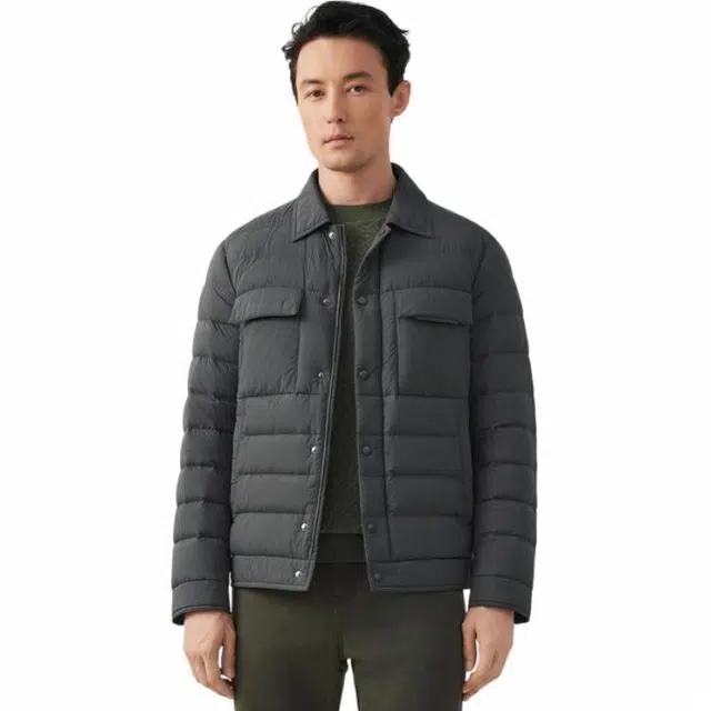 依文 夹克款商务翻领羽绒服 男款 深灰色