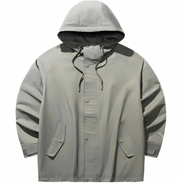 超级安踏 运动休闲简约纯色宽松连帽夹克外套 男款 微熏绿