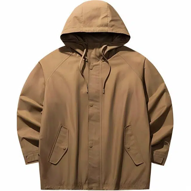 超级安踏 运动休闲简约纯色宽松连帽夹克外套 男款 深拿铁