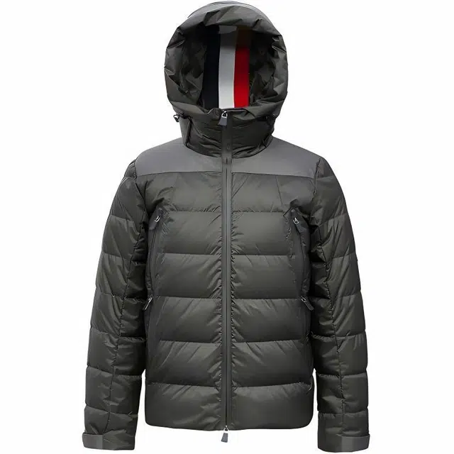 鸭鸭 纯色连帽拉链中长款长袖羽绒服 男款