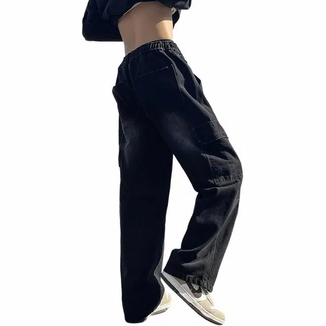 华夏儿女 春夏 美式复古街头百搭工装宽松直筒休闲阔腿牛仔裤 男款