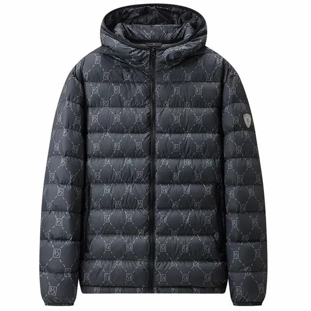 雅鹿 轻暖系列 纯色印花潮流可收纳时尚轻薄休闲短款宽松外套羽绒服 男女同款 黑色