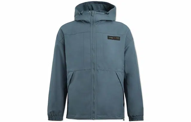 LiNing Fitness Series Hooded Long Coat Stone Blue