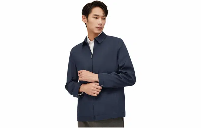 红豆 舒适休闲纯色夹克外套 男款 藏青色