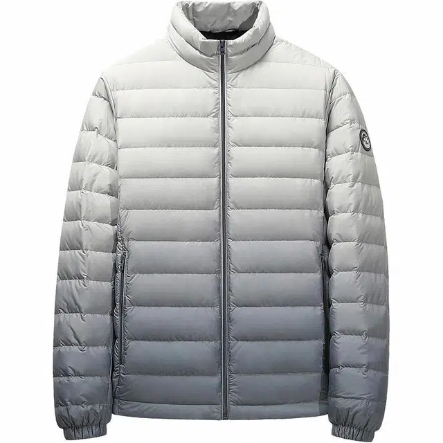 鸭鸭 短款立领轻便保暖羽绒服 男款 渐变白色