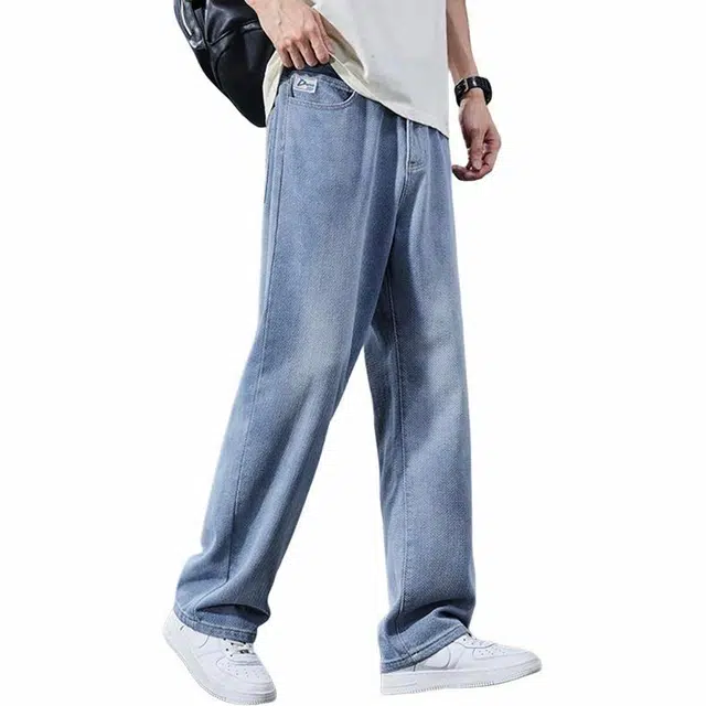 华夏儿女 星空纹美式高街怀旧牛仔裤 男款