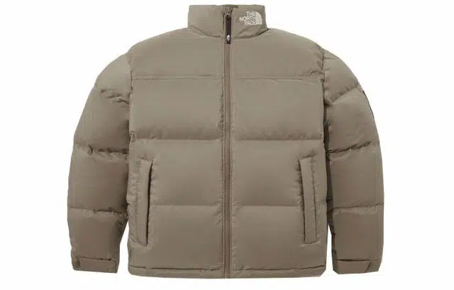 The North Face Logo Embroidered Down Jacket Brown