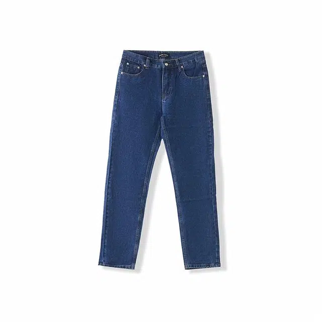 我是大卫 直筒合身休闲牛仔裤 男女同款 深蓝色