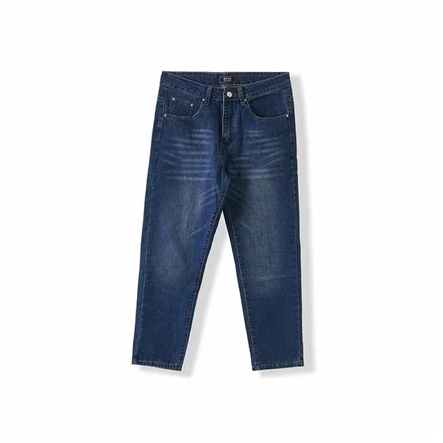 我是大卫 美式复古水洗弹力休闲百搭小脚九分牛仔裤 男女同款 蓝色