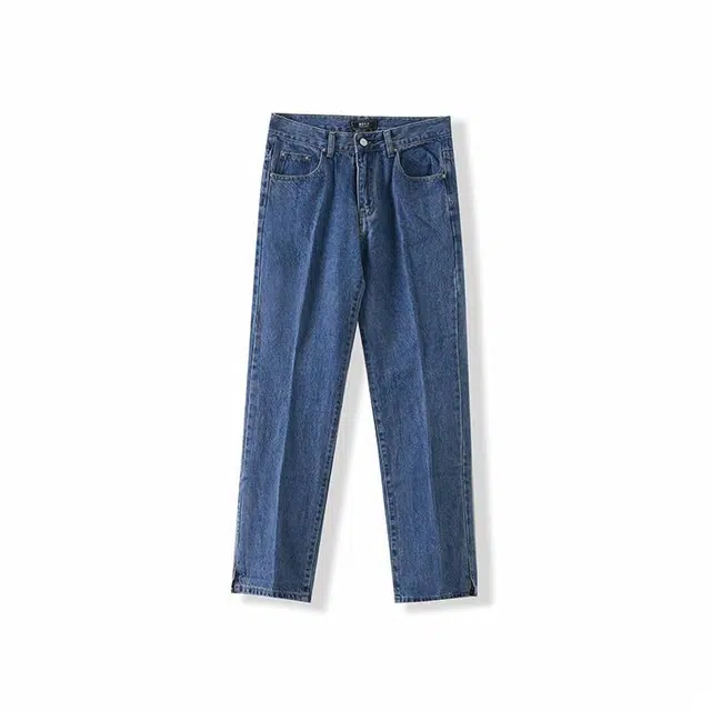 我是大卫 百搭时尚水洗直筒宽松阔腿牛仔裤 男女同款 浅蓝色