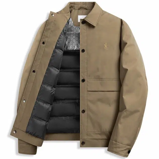 与狼共舞 科技蓄温保暖翻领羽绒服外套 男款
