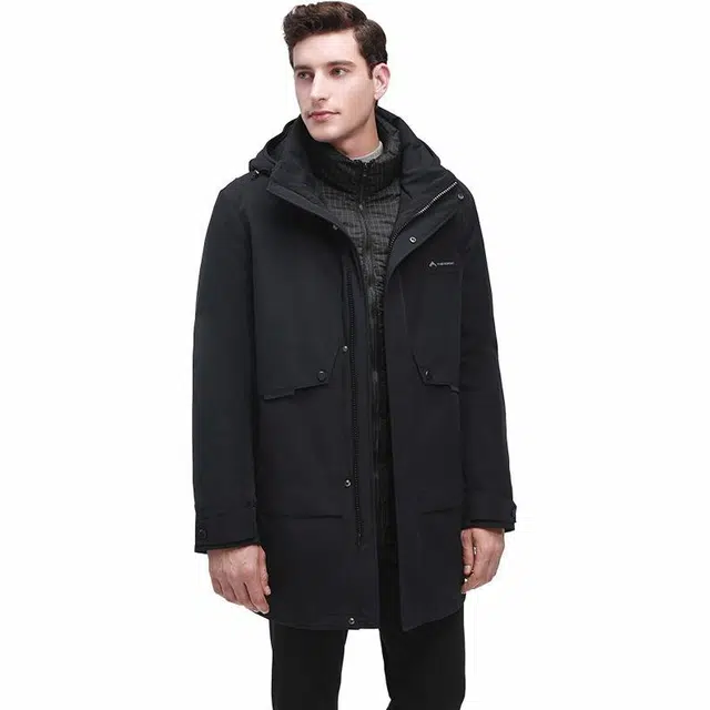 雅鹿 纯色连帽商务绅士羽绒服 男 藏青色