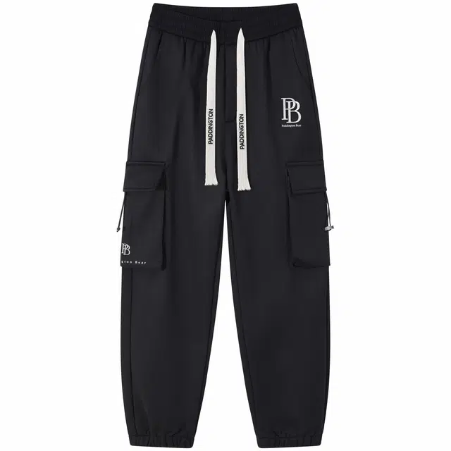 帕丁顿熊 基础纯色山系户外加绒加厚抽绳束脚工装裤 男女同款